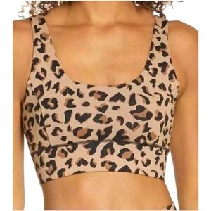 New IVL COLLECTIVE Chi Chi Sports Bra Neutral Cheetah Print Tan Black Sz 8